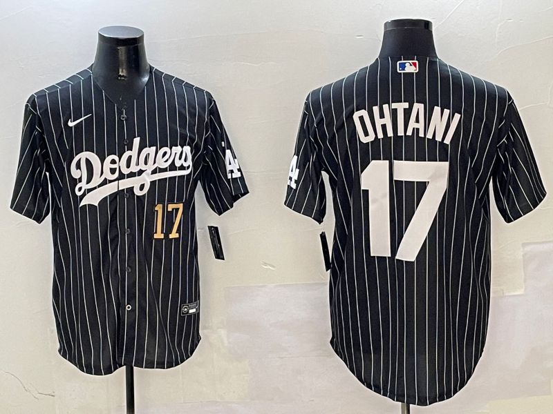 Men Los Angeles Dodgers #17 Ohtani Black Stripe Jointly Name 2025 Nike MLB Jersey style 11->los angeles dodgers->MLB Jersey